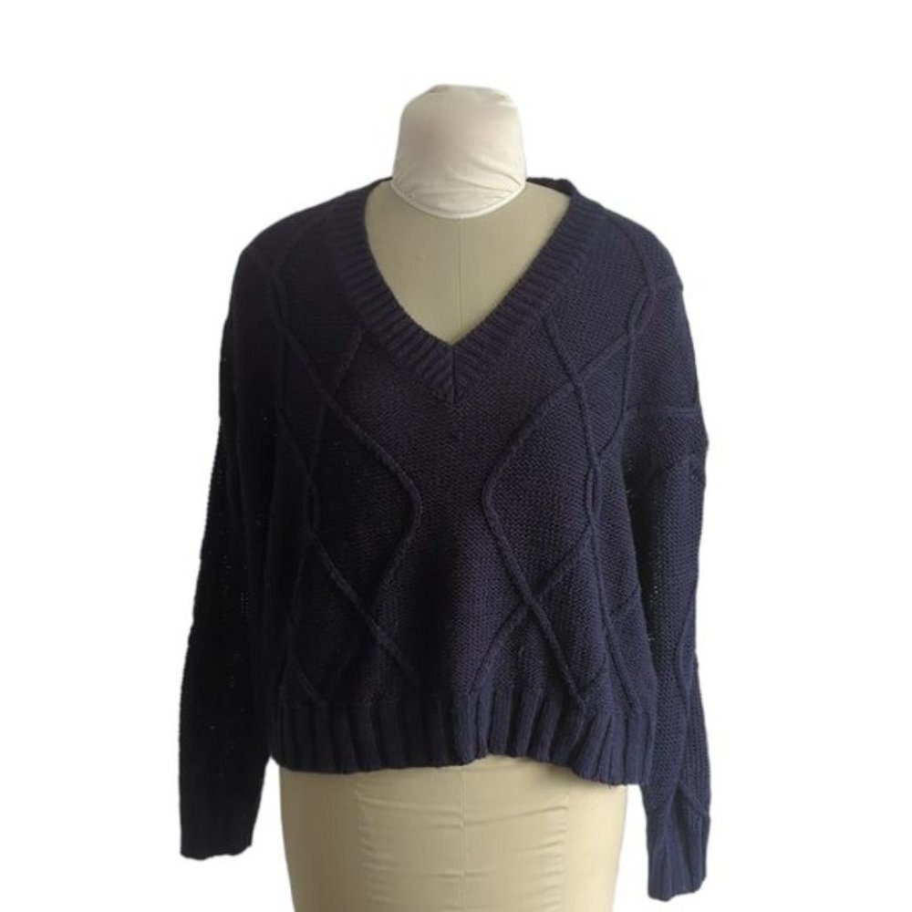 Lord & Taylor Design Lab Cropped Cable Knit Sweater